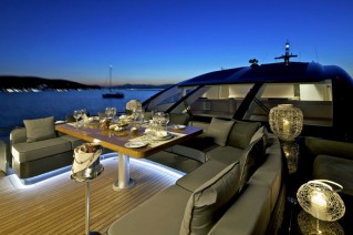 Yacht OPATI -  Foredeck Dining at Night